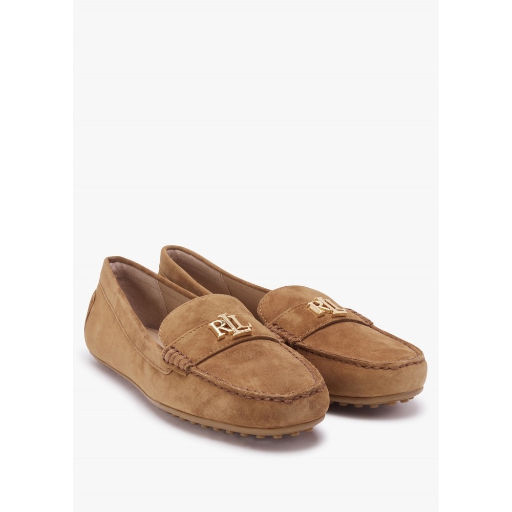 Lauren Ralph Lauren Suede Logo Driving Moccasins Tan Women Size 10